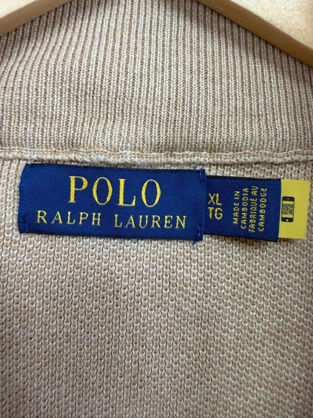 Polo Ralph Lauren Tan Estate Rib Quarter Zip Pullover Sweater - Mens XL